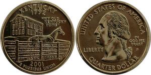 R1396 USA Kentucky Quarter 1/4 Dollar Horse 1792 2001 Gold Plated UNC >M Offer