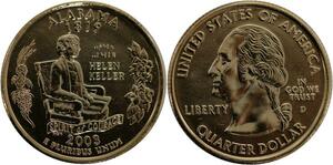 R1397 USA Alabama Quarter 1/4 Dollar Helen Keller 1819 2003 Gold Plated UNC
