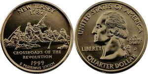 R1401 USA New Jersey Quarter 1/4 Dollar Revolution 1787 1999 Gold Plated UNC