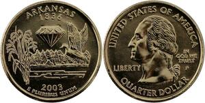 R1408 USA Arkansas Quarter 1/4 Dollar Gem 1836 2003 Gold Plated UNC >M Offer