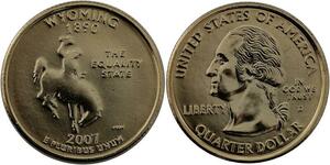 R1412 USA Wyoming Quarter 1/4 Dollar Equality State 1890 2007 Gold Plated UNC