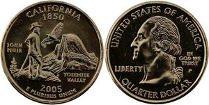 R1413 USA California Quarter 1/4 Dollar Yosemite 1850 2005 Gold Plated UNC