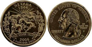 R1418 USA Nevada Quarter 1/4 Dollar Horses 1864 2006 Gold Plated UNC >M Offer