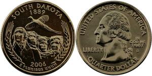 R1431 USA South Dakota Quarter 1/4 Dollar Mount Rushmore 1889 2006 Gold Plated