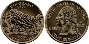 R1433 USA Colorado Quarter 1/4 Dollar Mountains 1876 2006 Gold Plated UNC