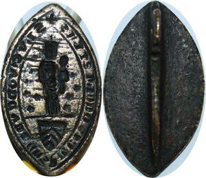 R1653 Unique Sceau Matrix Mandorle Vierge Marie Enfant Blason 3 Chevrons XIIIème