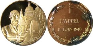 R1707 Médaille Charles de Gaulle Appel 18 Juin 1940 Vermeil Proof -> Make Offer