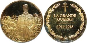 R1708 Médaille Charles de Gaulle Grande Guerre Poilus WWI 1918 Vermeil Proof