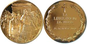R1710 Médaille Charles de Gaulle Libération Division Leclerc 1944 Vermeil Proof