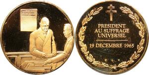 R1716 Médaille Charles de Gaulle Président 1965 Vermeil Proof > Make Offer