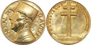 R1723 Médaille Charles de Gaulle Croix Lorraine Albert de Jaeger N°1332 SUP