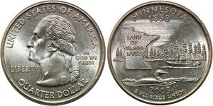 R1734 USA Minnesota Quarter 1/4 Dollar land of 10000 lakes 1858 2005 UNC ->Offer