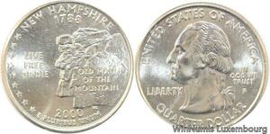 R1737 USA New Hampshire Quarter 1/4 Dollar Old Man of the mountain 1788 2000 UNC