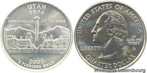 R1739 USA Utah Quarter 1/4 Dollar Crossroads of the west 1896 2007 UNC ->Offer