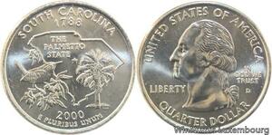 R1742 USA South Carolina Quarter 1/4 Dollar The palmetto state 1788 2007 UNC