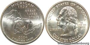 R1748 USA Michigan Quarter 1/4 Dollar Great lakes state 1837 2004 UNC -> M Offer