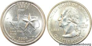 R1750 USA Texas Quarter 1/4 Dollar The Lone Star State 1845 2004 UNC -> M Offer