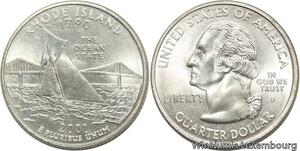 R1759 USA Rhode Island Quarter 1/4 Dollar The Ocean State 1790 2001 UNC ->Offer