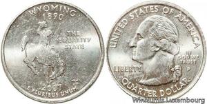 R1763 USA Wyoming Quarter 1/4 Dollar The equality State 1890 2007 UNC -> M Offer