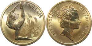 R1769 Australia 5 Dollars Elizabeth II Olympics Games Gymnastic Sydney 2000 UNC