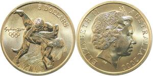 R1787 Australia 5 Dollars Elizabeth II Olympics Games Wrestling Sydney 2000 UNC