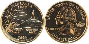 R1793 USA Nebraska Quarter 1/4 Dollar 1867 2006 Gold Plated UNC -> Make Offer
