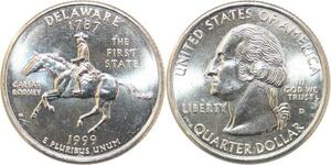 R1813 USA Delaware Quarter 1/4 Dollar Caesar Rodney 1787 1999 UNC -> Make Offer