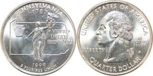 R1815 USA Pennsylvania Quarter 1/4 Dollar Liberty Independance 1787 1999 UNC 
