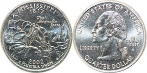 R1816 USA Mississippi Quarter 1/4 Dollar Magniolia State 1817 2002 UNC ->M Offer
