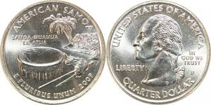 R1823 USA American Samoa Quarter 1/4 Dollar Samoa Muamua Le Atua 2009 UNC >Offer