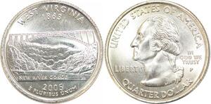 R1827 USA West Virginia Quarter 1/4 Dollar New River Gorge 1863 2005 UNC ->Offer