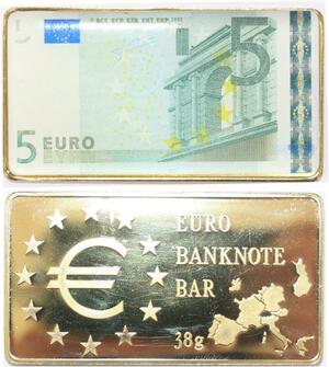 R1829 France Germany Monaco Vatican 5 Euros Banknote Gold Plated Bar UNC ->Offer