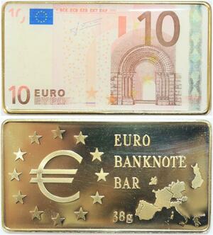 R1831 France Germany Monaco Vatican 10 Euros Banknote Gold Plated Bar UNC >Offer