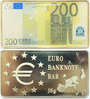 R1833 France Germany Monaco Vatican 200 Euros Banknote Gold Plated Bar UNC