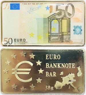 R1835 France Germany Monaco Vatican 50 Euros Banknote Gold Plated Bar UNC >Offer