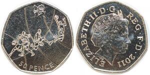R1836 United Kingdom 50 Pence Elizabeth II Baskeball JO London 2011 UNC > Offer