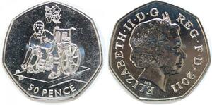 R1837 United Kingdom 50 Pence Elizabeth II Golf Paralympic Games London 2011 UNC