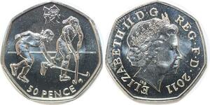 R1850 United Kingdom 50 Pence Elizabeth II Hockey JO London 2011 UNC -> M Offer