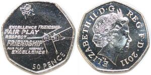R1856 United Kingdom 50 Pence Elizabeth II Fair Play Respect JO London 2011 UNC