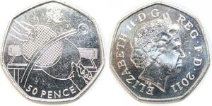 R1858 United Kingdom 50 Pence Elizabeth II Table Tennis JO London 2011 UNC