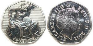 R1864 United Kingdom 50 Pence Elizabeth II Rugby Paralympic JO London 2011 UNC