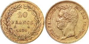 R1879 Rare France 20 Francs Louis Philippe I 1831 A Paris Relief Or Gold -&gt;Offer