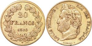 R1919 Rare France 20 Francs Louis Philippe 1840 A Paris Or Gold -&gt; Make Offer