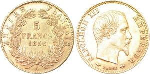R1927 Rare France 5 Francs Napoléon III 1856 A Paris Or Gold AU -> Make Offer