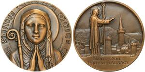 R1953 Rare Médaille Sainte Odile Protège l'Alsace 1935 Morlon SUP -> Make Offer