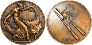 R1962 Très Rare Médaille Art Déco Dancer Colombes Aulos 1926 Turin N°26/50 SUP