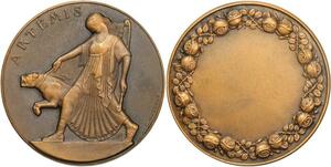 R1964 Rare Médaille Art Déco Artemis Greek Déesse Chasse 1925 1930 Mascaux SUP