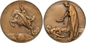 R1969 Rare Médaille Belgium Herovm Praemia Art Pegasus WWI Fonson Dupon SUP