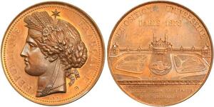 R2021 Rare Médaille Exposition Universelle Palais Trocadero 1878 Oudiné N°9 FDC