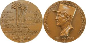 R2040 Médaille Colonies Gén. Leclerc de Hauteclocque Delamarre 1947 Hanoi SUP